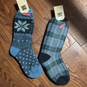 Muk Luks Blue and Black Patterned Men's Socks